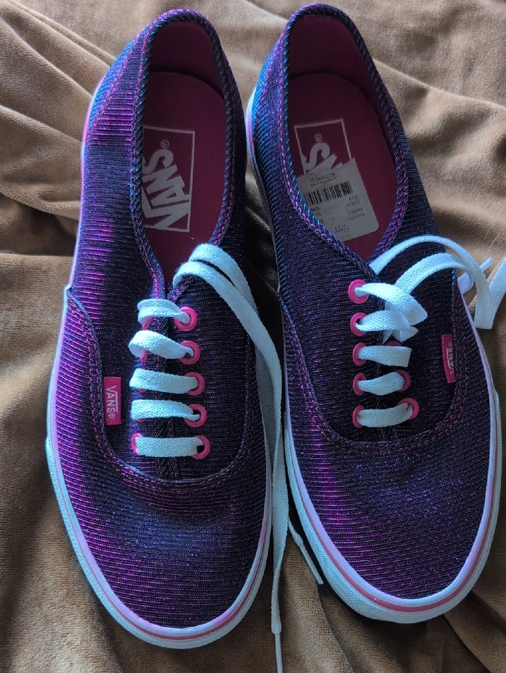 Vans Purple and Pink Low-Top Glitter Canvas Sneakers